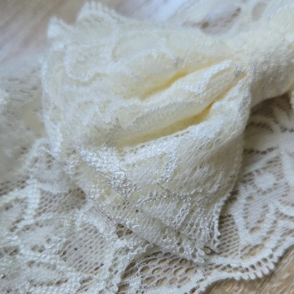 Baby Toddler Girl Lace Bow Headband Elastic Headwrap Stretchy Ivory Hair Band